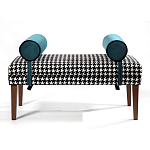 Банкетка Banquette PIED DE POULE с принтом гусиная лапка и синими подлокотниками  варинант исполнения - 1 | Loft Concept в Новосибирске