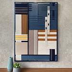 Панно из шнура Синяя геометрическая абстракция wall panel line Blue варинант исполнения - 1 | Loft Concept в Новосибирске