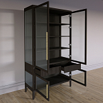 Витрина Primo со стеклянными фасадами и 2 ящиками Темный орех варинант исполнения - 6 | Loft Concept в Новосибирске