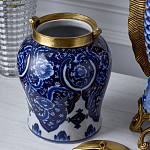 Ваза с насыщенным синим орнаментом и золотой крышкой Blue & White Ornament  варинант исполнения - 4 | Loft Concept в Новосибирске