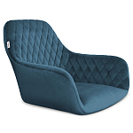 Стул с мягкой синей обивкой из велюра и подъемно-поворотным механизмом на черных колесиках Harper Blue варинант исполнения - 2 | Loft Concept в Новосибирске