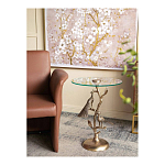 Столик с круглой стеклянной столешницей и корпусом в виде двух павлинов на ветке Table Two Peacocks варинант исполнения - 7 | Loft Concept в Новосибирске