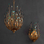 Бра настенное золотое с декором из бирюзовых элементов Peacock Tail варинант исполнения - 4 | Loft Concept в Новосибирске