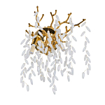 Бра золотого цвета с ветвями и белыми овальными стеклянными подвесками Droplet Chandelier варинант исполнения - 1 | Loft Concept в Новосибирске