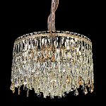 Люстра круглая с хрустальными подвесками на золотистом каркасе Roul Crystal Light варинант исполнения - 1 | Loft Concept в Новосибирске