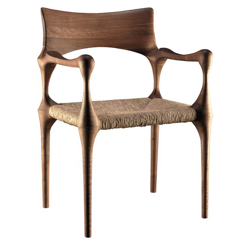 Стул из Ореха с плетеным сидением Kronos Dining Chair Brown Коричневый Бежевый Стул из Ореха с плетеным сидением Kronos Dining Chair Brown Коричневый Бежевый в Новосибирске | Loft Concept