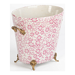 Кашпо из белого фарфора с розовым цветочным орнаментом Eden Garden варинант исполнения - 2 | Loft Concept в Новосибирске