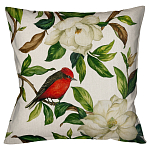 Декоративная подушка бежевая с изображением птиц и цветов Blooming Birds варинант исполнения - 1 | Loft Concept в Новосибирске