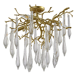 Люстра потолочная с прозрачными стеклянными подвесками в форме капель Droplet Chandelier варинант исполнения - 2 | Loft Concept в Новосибирске