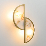 Бра с двумя полукруглыми плафонами из искусственного алебастра в бронзовой оправе Marbella варинант исполнения - 3 | Loft Concept в Новосибирске