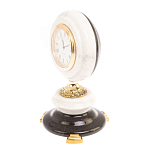 Часы настольные бронзовые из натуральных камней Мрамор и Змеевик Stone Clock варинант исполнения - 2 | Loft Concept в Новосибирске