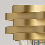 Люстра цвета матового золота с металлическими лентами и длинными прозрачными подвесками Gilded Waves варинант исполнения - 7 | Loft Concept в Новосибирске