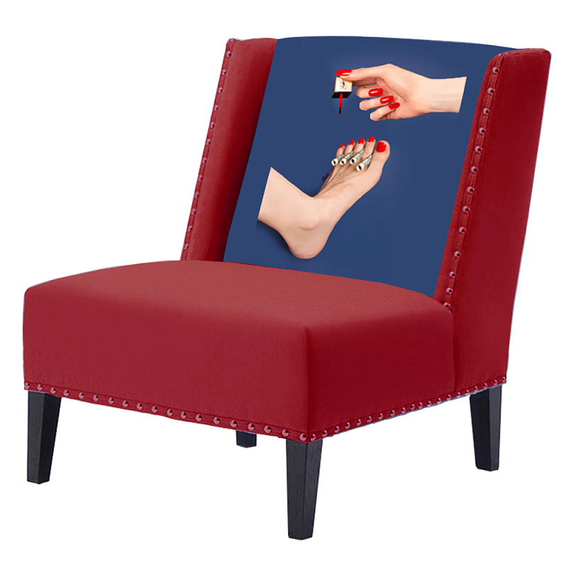 FUN Armchair "Pedicure" Red Дизайнерское кресло с цветным принтом Бургундский красный Сапфирово-синий в Новосибирске | Loft Concept 