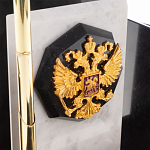 Настольный письменный набор из мрамора и змеевика с гербом России Marble Accessory варинант исполнения - 3 | Loft Concept в Новосибирске