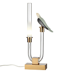 Настольная лампа с прозрачной трубкой и декоративной фигуркой птицы на бронзовой подставке Ganthea варинант исполнения - 2 | Loft Concept в Новосибирске