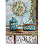 Салфетница прямоугольная голубого цвета с цветами и бабочками Blue Garden варинант исполнения - 2 | Loft Concept в Новосибирске