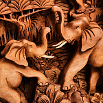 Панно из дерева пять слонов Panel With Animals варинант исполнения - 4 | Loft Concept в Новосибирске