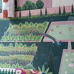 Обои ручная роспись Mahal Garden Original colourway on blue painted Xuan paper варинант исполнения - 4 | Loft Concept в Новосибирске