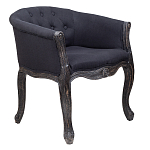 Кресло низкое в стиле прованс Черный Лен Louis French Armchair  варинант исполнения - 1 | Loft Concept в Новосибирске