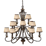 Люстра бронзового цвета с бежевыми абажурами из органзы в классическом стиле Hinkley варинант исполнения - 1 | Loft Concept в Новосибирске