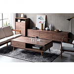 Кофейный стол из дерева с ящиком и нишей для хранения Coffee Walnut Table варинант исполнения - 2 | Loft Concept в Новосибирске