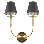 Бра с металлическим основанием бронзового цвета и 2-мя черными конусовидными абажурами Dignity варинант исполнения - 3 | Loft Concept в Новосибирске