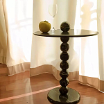 Дизайнерский журнальный стол с основанием в виде черных мраморных бусин Mybimus варинант исполнения - 1 | Loft Concept в Новосибирске