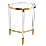 Золотой приставной столик с круглой стеклянной столешницей Weightless Table варинант исполнения - 3 | Loft Concept в Новосибирске