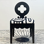 Дизайнерский стул с круглой деревянной спинкой Black and White Clover варинант исполнения - 2 | Loft Concept в Новосибирске
