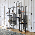 Стеллаж из металла и стекла Menzie Black Stripes Metal Rack варинант исполнения - 6 | Loft Concept в Новосибирске