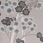 Обои ручная роспись Anemones in Light Dusk colourway on Lilac Hint slub silk варинант исполнения - 1 | Loft Concept в Новосибирске