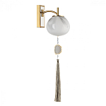 Бра с шарообразным плафоном из белого стекла с подвеской из камня Agatelle варинант исполнения - 1 | Loft Concept в Новосибирске