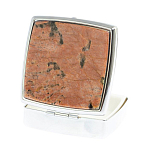 Таблетница карманная квадратная с 2-мя отделениями с зеркалом и накладкой из натурального камня Пегматит Silver Stone Pillboxes варинант исполнения - 2 | Loft Concept в Новосибирске