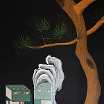 Обои ручная роспись The Art of Learning and Steps for the Flowers by Teo Yang Original colourway on Pitch dyed silk варинант исполнения - 2 | Loft Concept в Новосибирске