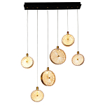 Подвесной светильник с плафонами из рельефного стекла Peony Glass Bronze Six варинант исполнения - 2 | Loft Concept в Новосибирске