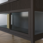 Витрина Primo со стеклянными фасадами и 2 ящиками Темный орех варинант исполнения - 3 | Loft Concept в Новосибирске