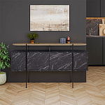 Комод с цветом фасада черный мрамор с деревянной столешницей на металлических ножках HANLEY CONSOLE HITIT BENDIR варинант исполнения - 1 | Loft Concept в Новосибирске