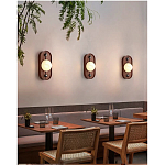 Настенный светильник овальный с деревянным основанием Wood Wall Lamp варинант исполнения - 1 | Loft Concept в Новосибирске