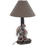 Настольная лампа с абажуром Дракон Silver Red Dragon Коричневый абажур варинант исполнения - 1 | Loft Concept в Новосибирске