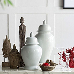 Ваза белая с крышкой однотонная Chinoiserie Ceramics варинант исполнения - 4 | Loft Concept в Новосибирске