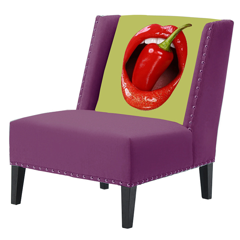 FUN Armchair "Chili Pepper" Purple  Дизайнерское кресло с цветным принтом Баклажан в Новосибирске | Loft Concept 