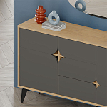 Комод цвета древесины с 3-мя дверцами и выдвижным ящиком темно-серого цвета SPARK CONSOLE OAK ANTHRACITE варинант исполнения - 3 | Loft Concept в Новосибирске