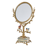 Зеркало с бронзовой подставкой в виде дерева и фарфоровыми птичками на голубом основании Eden Garden варинант исполнения - 1 | Loft Concept в Новосибирске