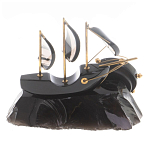 Часы настольные в виде парусника из натурального камня Обсидиан Sailboat Stone Clock варинант исполнения - 6 | Loft Concept в Новосибирске