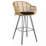 Стул барный с ротанговым плетением Half Bar Chair with Wicker с подлокотниками варинант исполнения - 2 | Loft Concept в Новосибирске