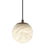 Подвесной светильник с шарообразным плафоном из белого алебастра Cryptocrystalline Stone варинант исполнения - 1 | Loft Concept в Новосибирске