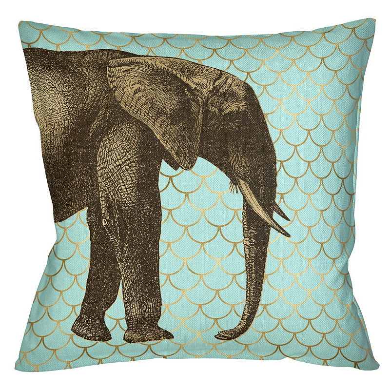 Подушка Safari light blue elephant Бирюзовый Глянцевое золото Подушка Safari light blue elephant Бирюзовый Глянцевое золото в Новосибирске | Loft Concept