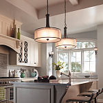 Люстра подвесная с двойным круглым плафоном из органзы и матового стекла Kichler варинант исполнения - 6 | Loft Concept в Новосибирске