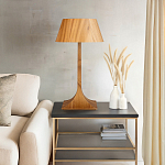 Настольная лампа со скошенным конусовидным абажуром и фигурной ножкой в цвете тик Accord Lighting варинант исполнения - 7 | Loft Concept в Новосибирске