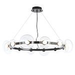 Люстра подвесная круглая с 12-ю прозрачными куполообразными плафонами и черным металлическим основанием Flos Wireline Lighting варинант исполнения - 1 | Loft Concept в Новосибирске